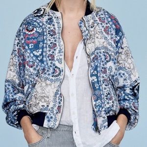 Free People Printed Bomber Jacket, Small